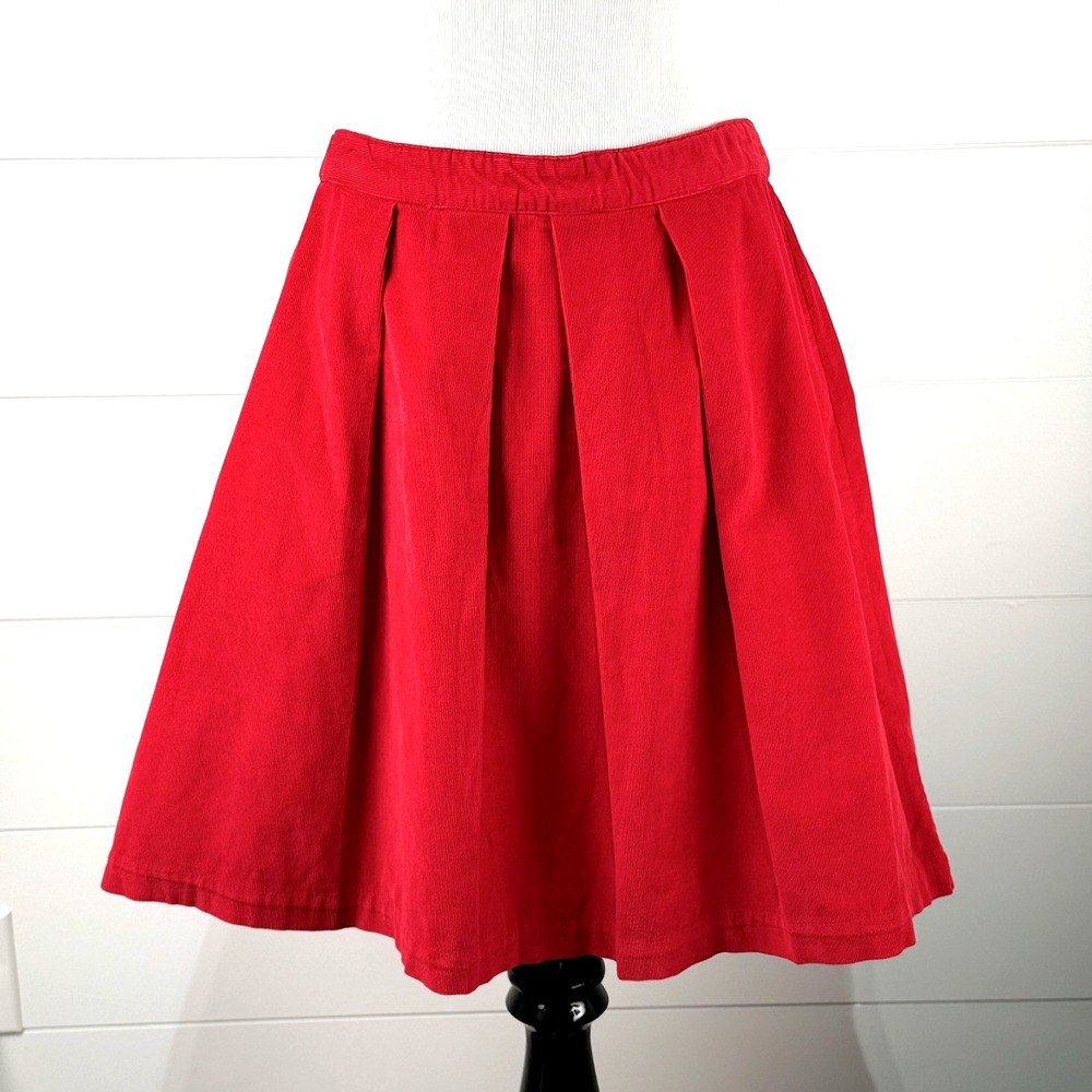 New GAP Red Pleat Corduroy Skirt Girl 18 or Women S M Christmas A Line Flare